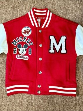 Disney Junior Mickey Mouse Varsity Jacket NWT Toddler Boys Size 2T Red White
